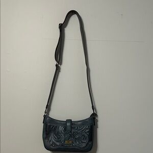 B. O. C. Blue/Demin color Embossed Crossbody Bag Faux Leather.
